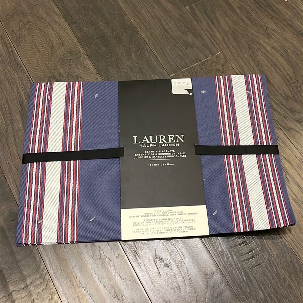 Ralph Lauren Table Placemats X 6 mats new stripe blue home dining casual